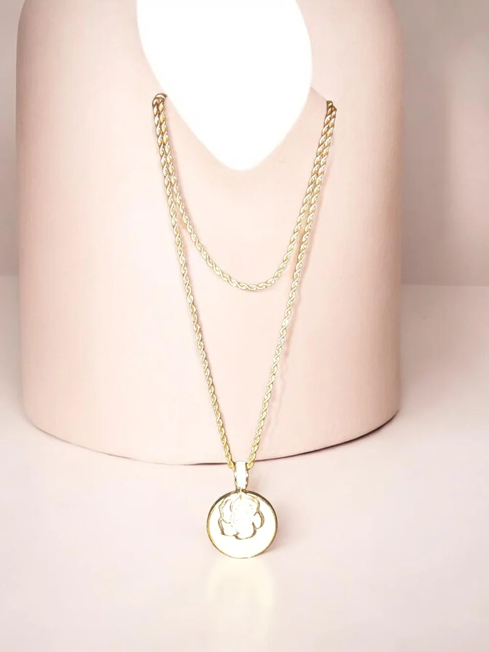 Gold-Tone Floral Crystal Pendant Necklace - Rose/Gold - Picture 2 of 2